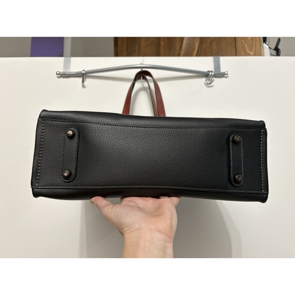 COACH Relay Tote Bag CH756 - Black Polished Pebble Leather Brown -Tanned Leather - Picture 5 of 16